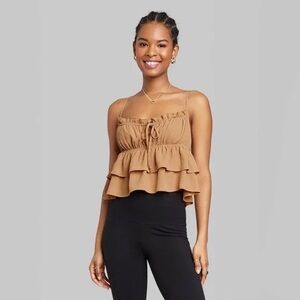 NWOT Wild Fable Women's Tiered Ruffle Cropped Tank Top Size Small